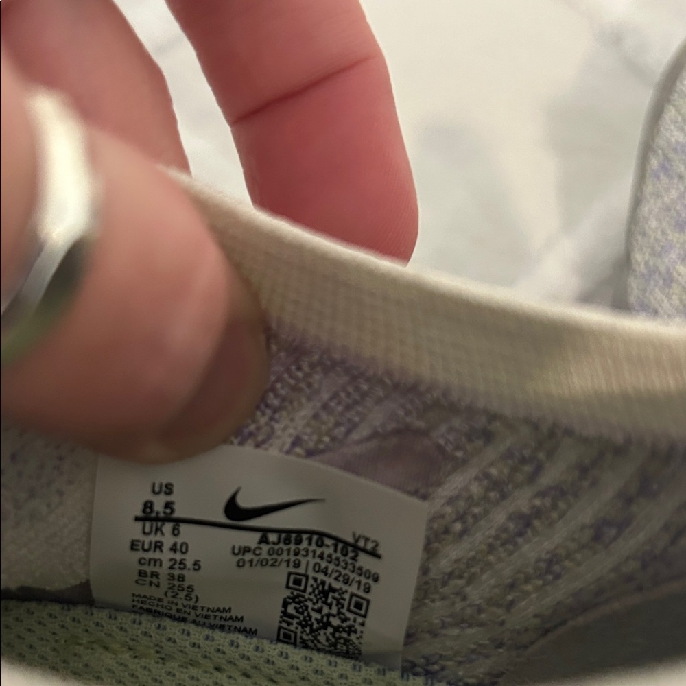 Nike Women's VaporMax Flyknit - White and Lavender. - Picture 7 of 7